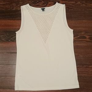 Ann Taylor Ivory Cutout Detail Sleevless Shell